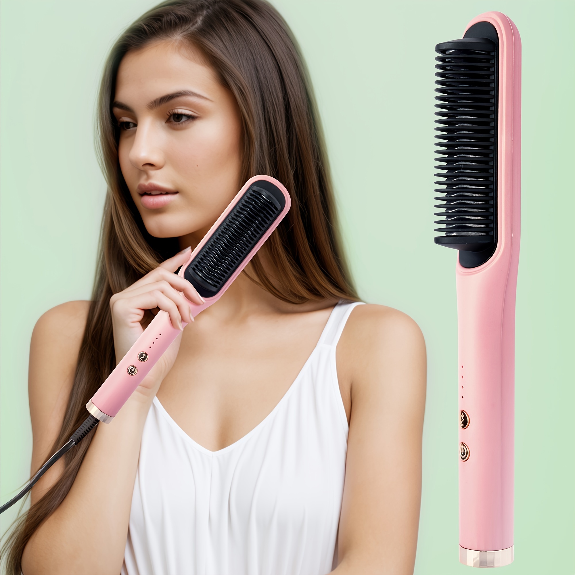 

Hair Straightener Brush, 20-second Fast Heating, 5 Heat Settings, Anti-scald, Salon Home Travel Use