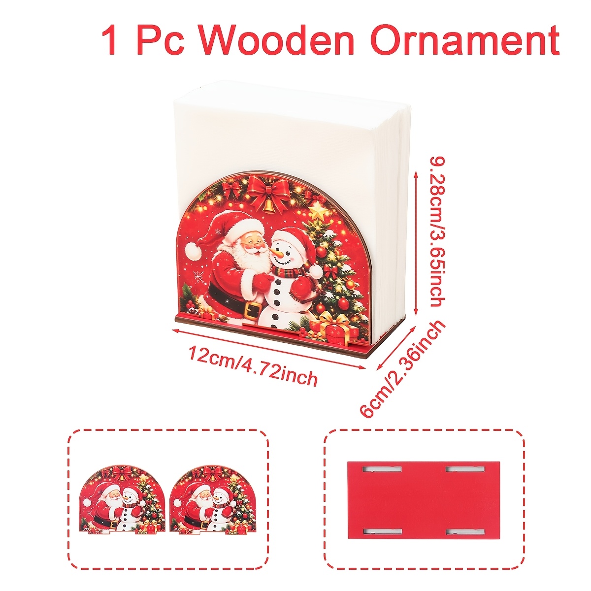 TEMU Wooden Napkin Holder- Decorative Christmas Table Centerpiece, Christmas Parties, Kitchen Counters, And Holiday Table Decor, Used For Winter