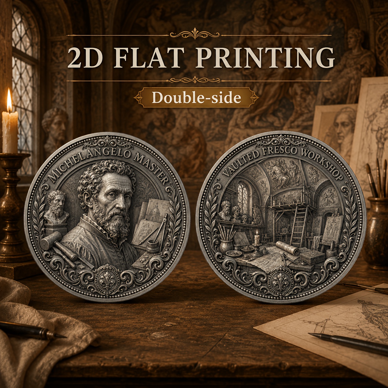 TEMU Replica Coin 1pc Coin - Double-sided Renaissance Art Collectible With Vault & Storage Box Suitable For Collectors, Historical Gift For Art