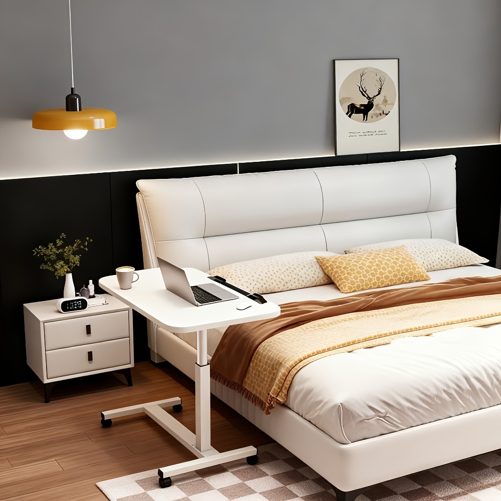 adjustable bedside table with wheels portable laptop stand that bed table for sofa beds and laptop support in white Product details 3