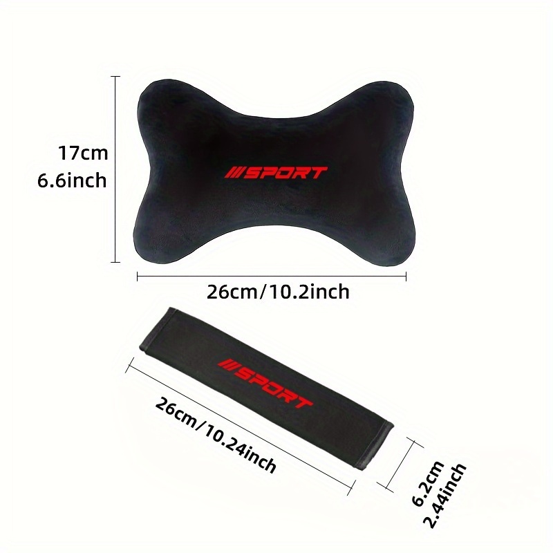 TEMU 2pcs Headrest And Shoulder Pad Set - Made Of Soft Plush Material, Provides Neck Support And Shoulder Protection, , Soft And Breathable, Driving
