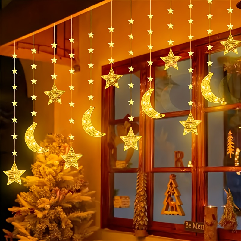 4-Pack Christmas Tree Garland With Glitter Stars - 12.5 Ft Each, Green & Gold Paper Banner For Ceiling, Party, Baby Shower Decor - View #6