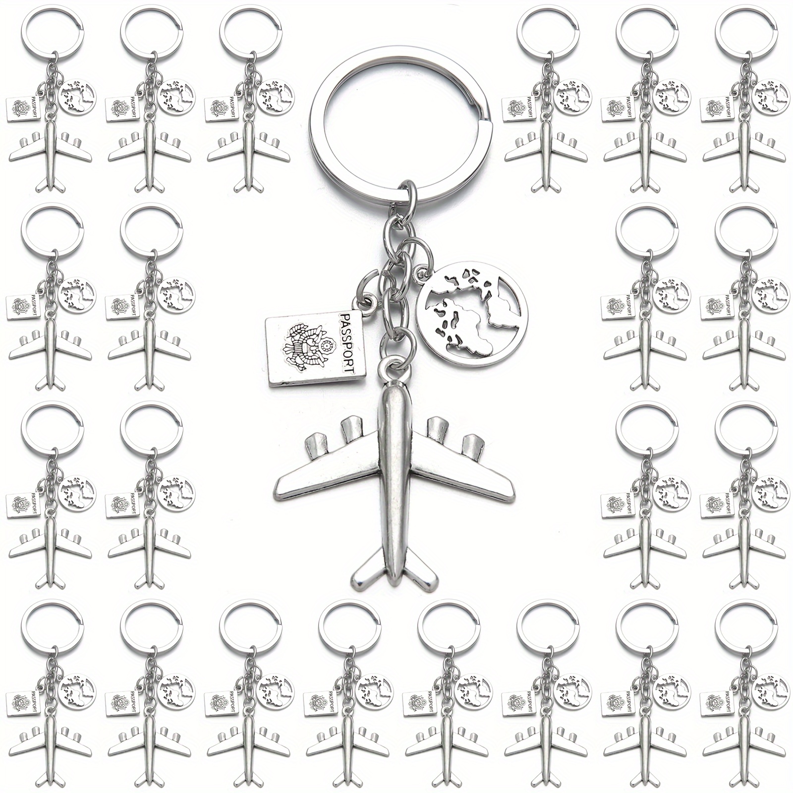 

A Set Of 20 Earth Airplane Keychains, Pilot Keychain, Travel Airplane Pendant, Traveler Keychain,