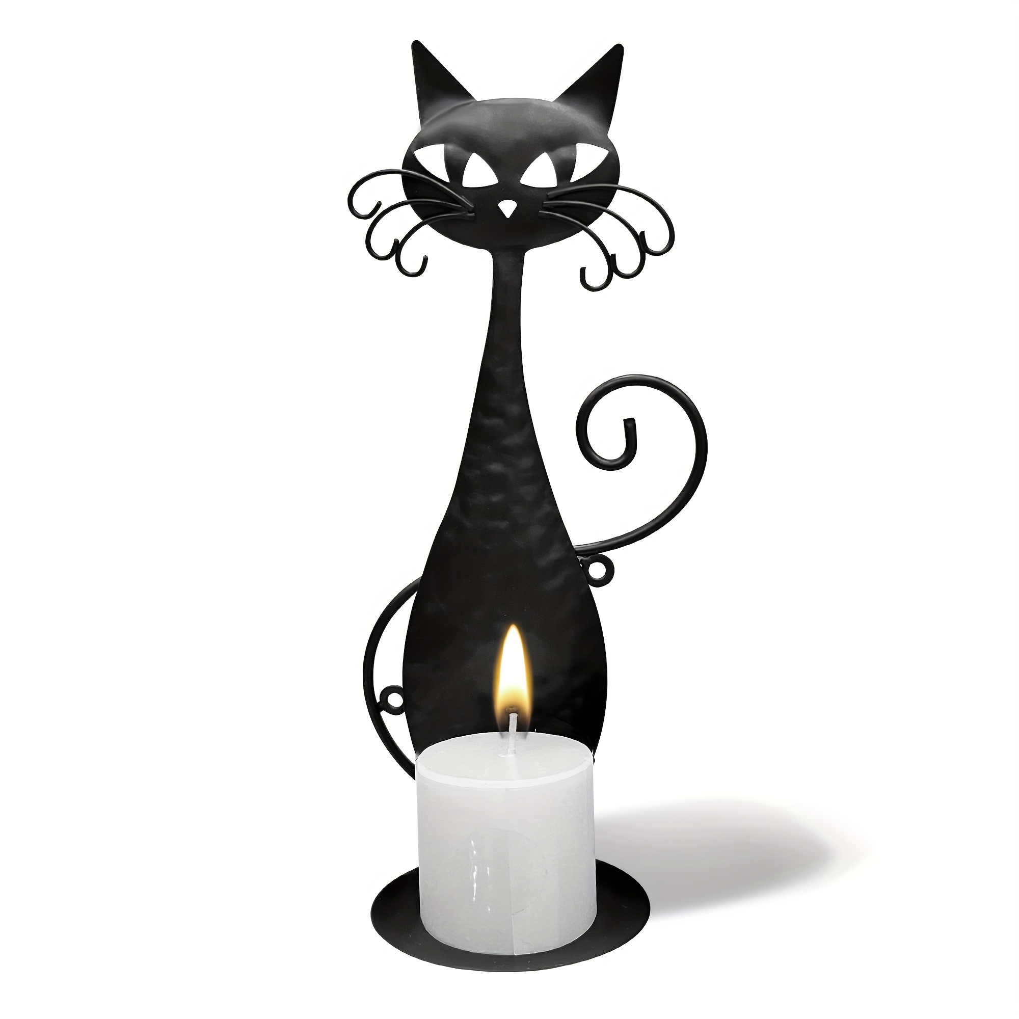 

1/2 Set Black Metal Cat Wall Holder For Pillar Candles Led Flameless Candles