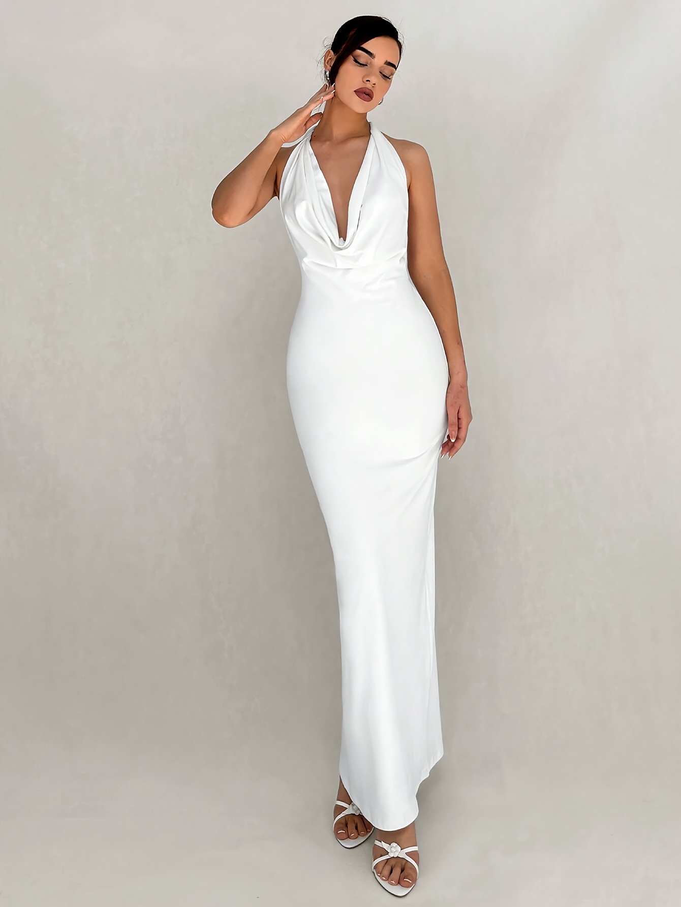 cold shoulder wedding guest dress ZAPAKASA Women Dusty Blue Chiffon Bridesmaid Dress A-Line Cold Shoulder  Detachable Sleeves Chiffon Maxi Long Wedding Guest Dress