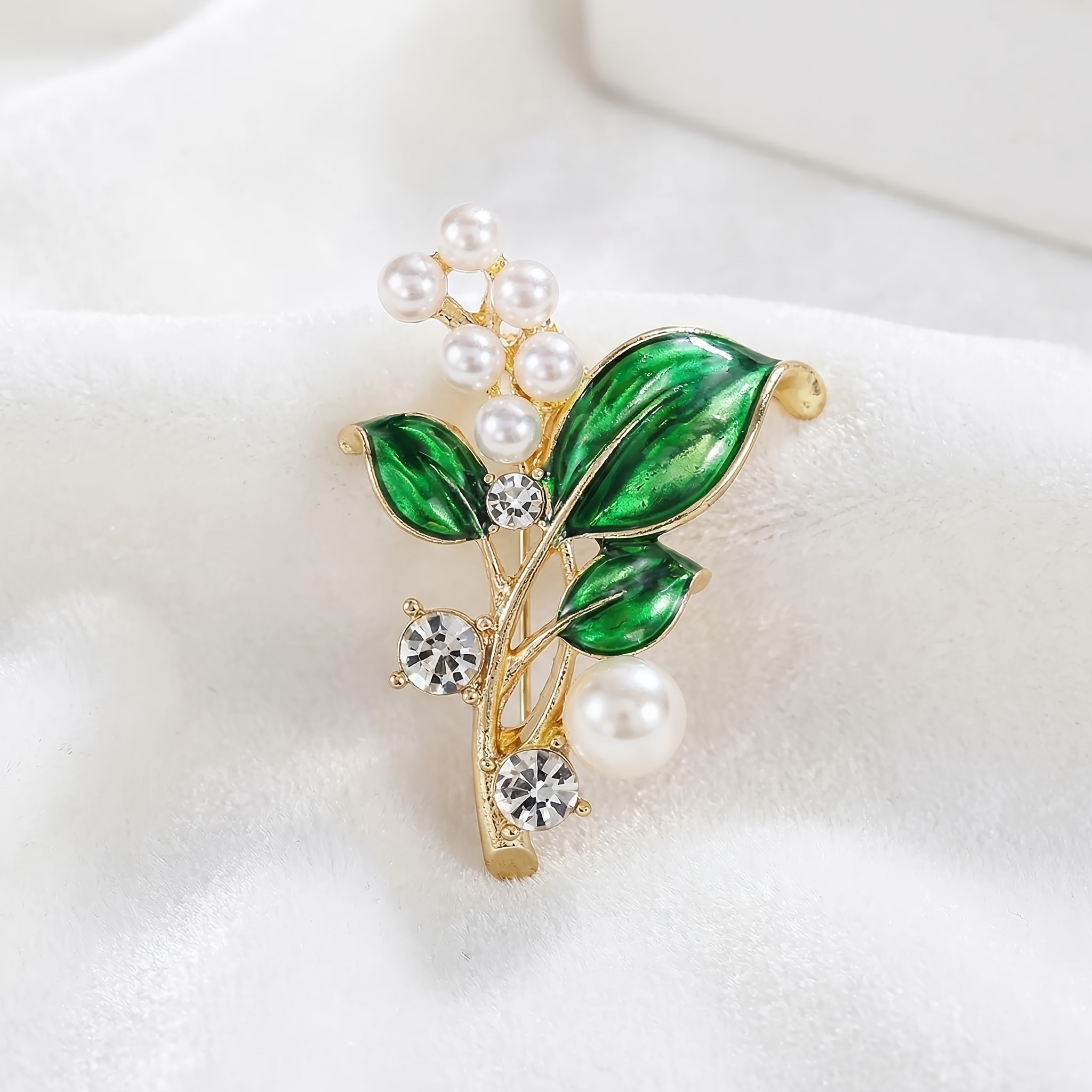 TEMU Broche de perlas de con forma de planta, y gotero de aceite, estilo femenino de bosque, simplicidad creativa, adornos de ropa de plantas verdes,
