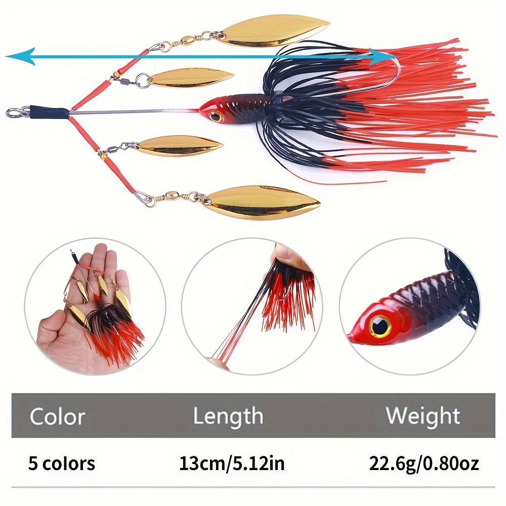 Fishing Spinnerbait Bionic Skirt Jig Willow Blades Fishing - Temu