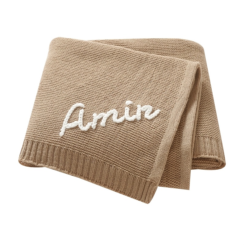 Personalized Custom Hand-embroidered Baby Name Birthday Knitted Blanket, Custom Gift, Birthday Gift. Actual Product May From Personalized Customization