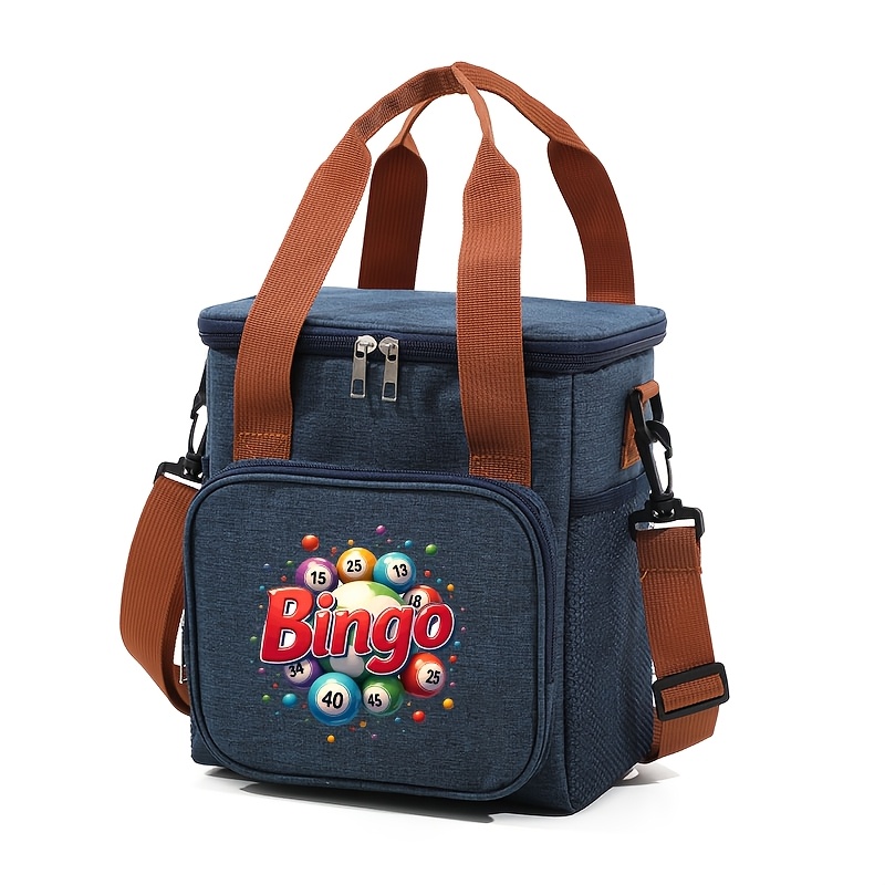 TEMU Bingo Pattern Tote Bag Compatible For Work, Travel & - Reusable Lightweight Handbag With Bingo , Double-layer Space & Durable - Picnic Bag For,
