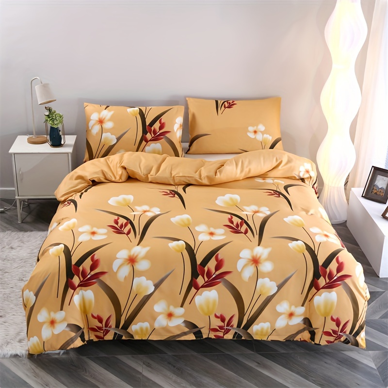 Image of 3pcs 100% Polyester Brushed Duvet Cover Set For Home And Hotel Use - Includes 1 Duvet Cover And 2 Pillowcases, No Filling