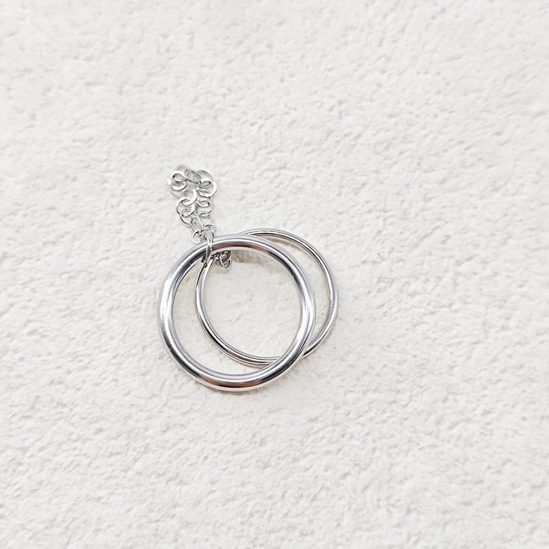 3 Stackable Rings Double Hoop & Chain Stainless Steel Bohemian Jewelry
