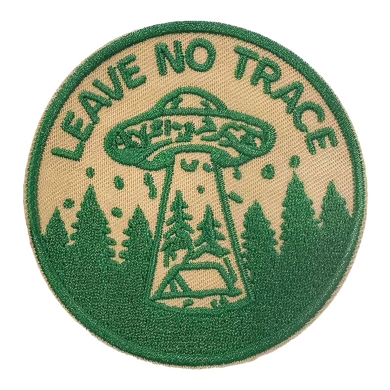 TEMU 1-Pack Patch Brodé OVNIS Vert Camping, Patch Décoratif Brodé pour Sac à Dos et Veste d'Extérieur, Patch en Tissu Brodé Amusant