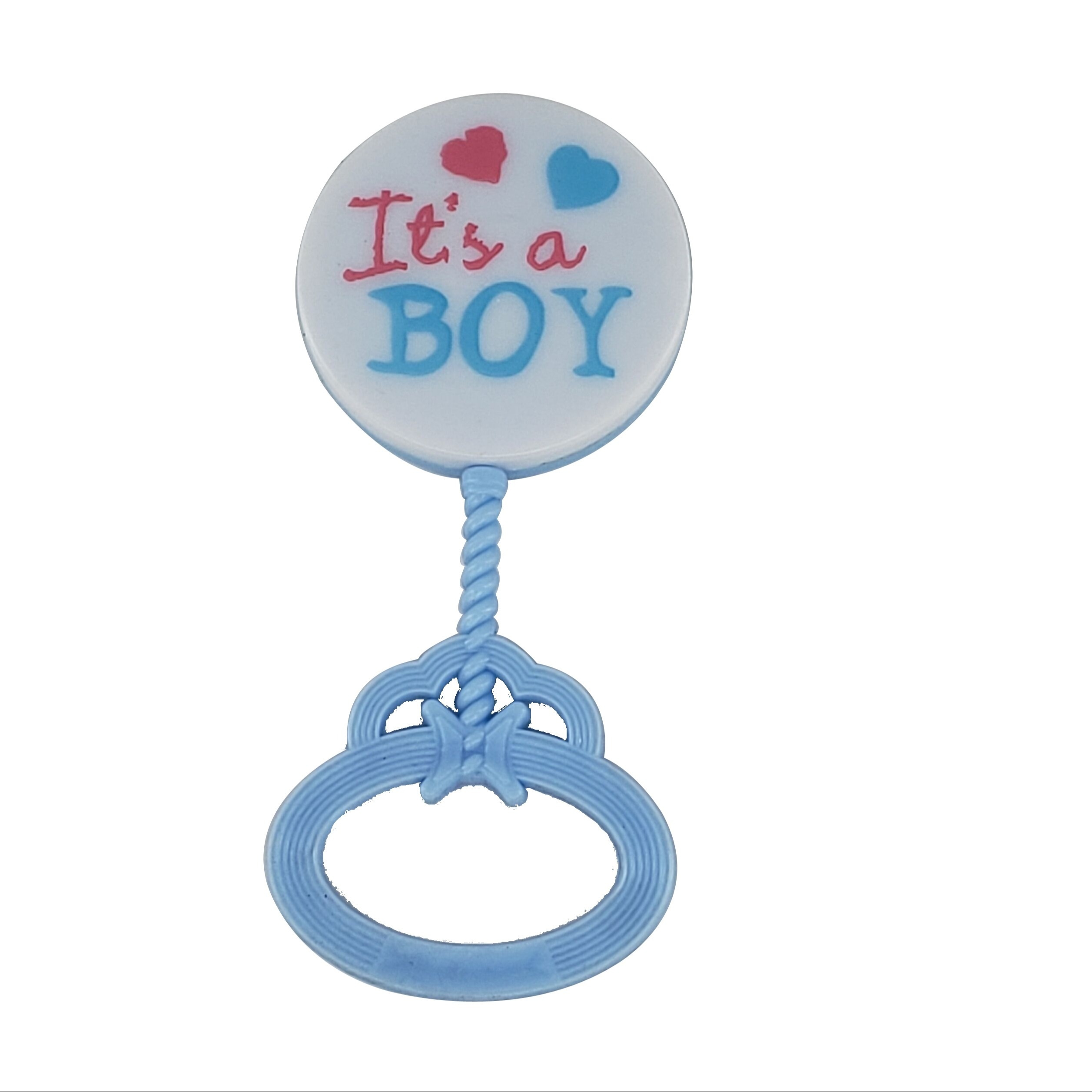 

12 Pcs Baby Shower Favors Plastic Blue It's A Boy Mini Flat Rattle Party Decoration