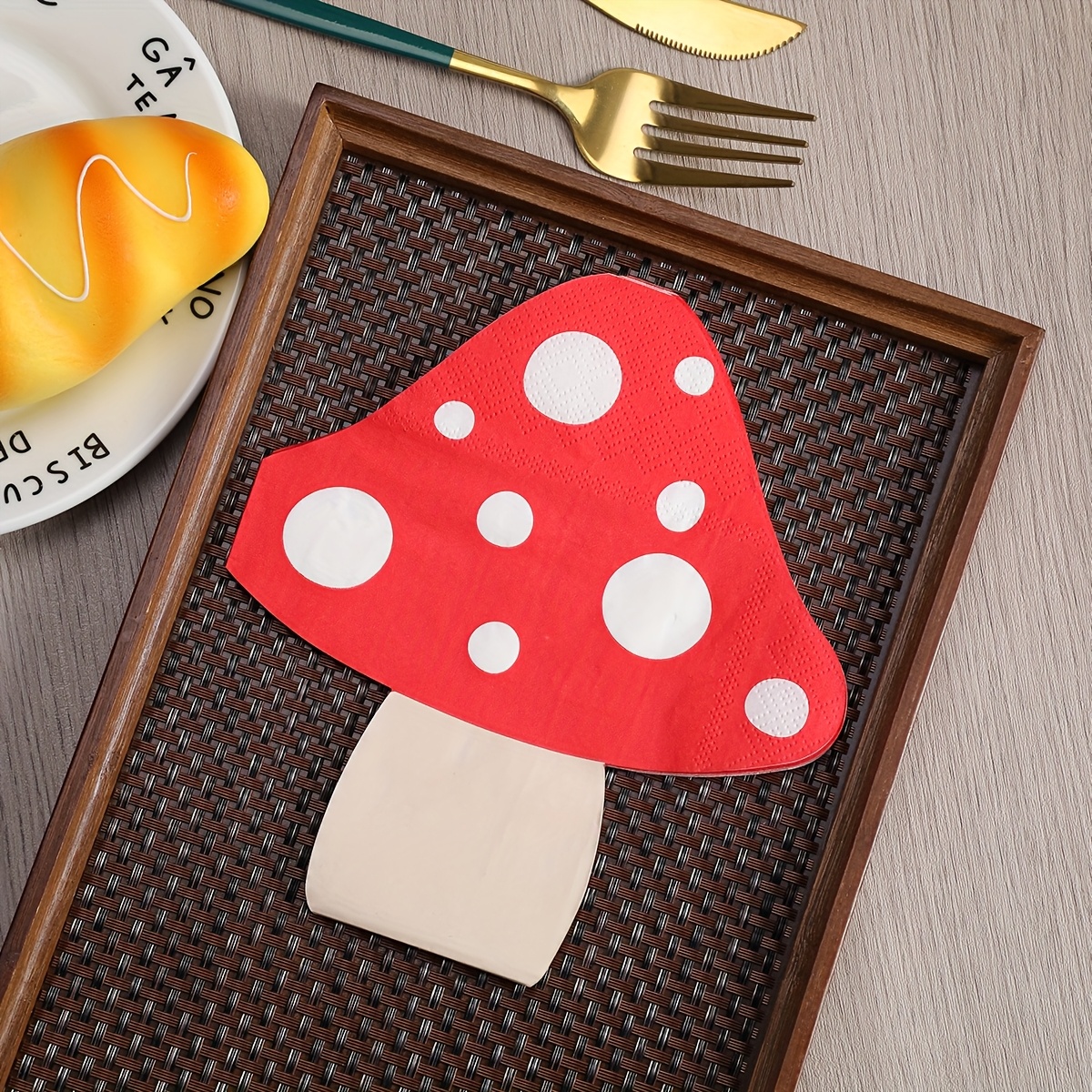 E-shop 20er Set, 2025 Neuer Stil Pilzförmige Servietten, 12,8x11,49 Zoll - Dekorative Taschentücher für Hochzeit, Geburtstag, Gartenparty, Restaurant,