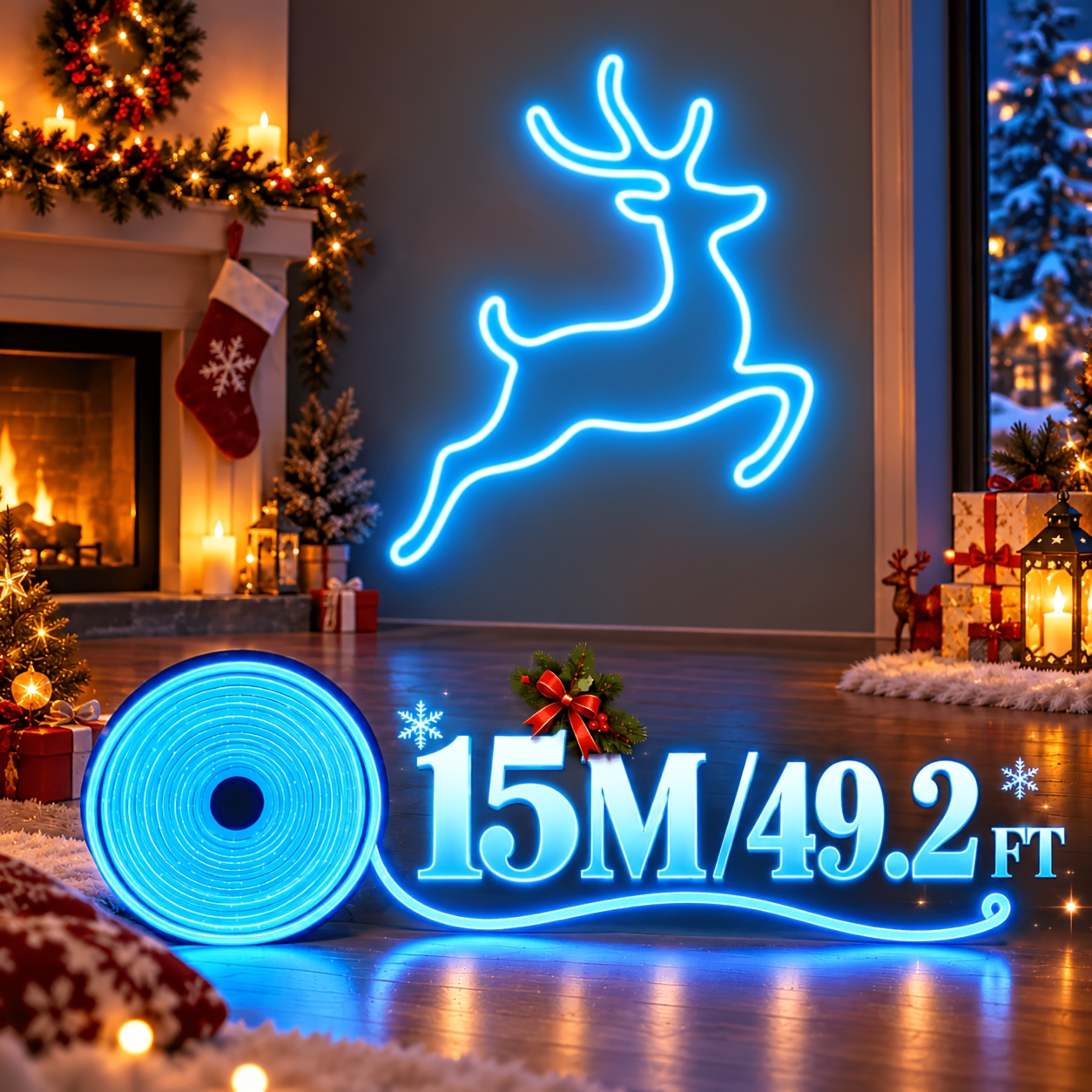 TEMU Outdoor Rgb Neon Led Strip Light With Remote Control & Smart App, Diy Color Change, Timer Function, Dimmer, Ip67, Cuttable Length, 60 Leds Per