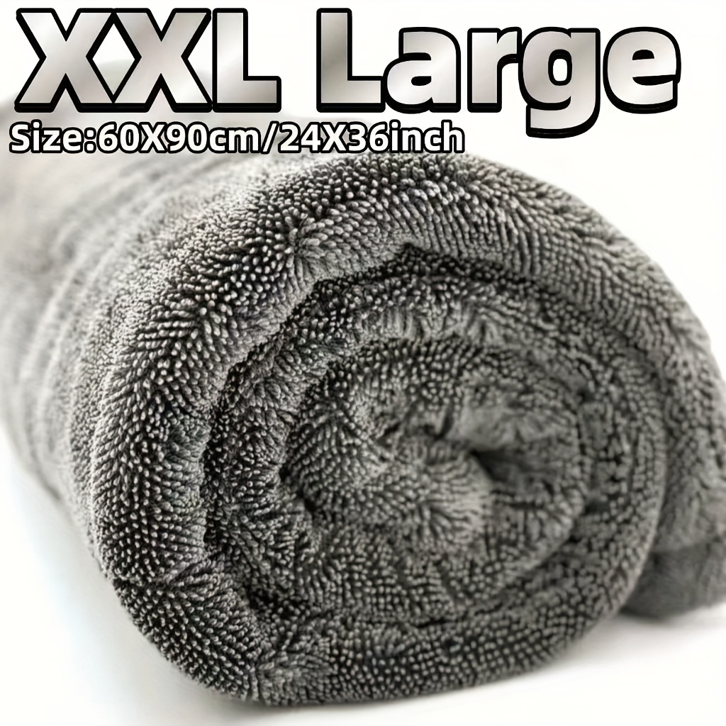 E-shop XXL Extra Großes Mikrofasertuch für Autos (36x25 Zoll) – Super saugfähiges Trockentuch mit gedrehtem Ringdesign, ohne Wasserflecken Kratzer,