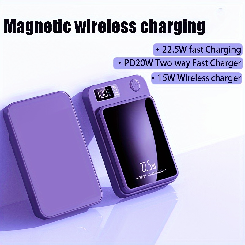 10000mAh Magsafe Magnetic Power Bank for iPhone 12 13 14, Qi Wireless  Charger 22.5W Fast Charging External Auxiliary Spare Battery 