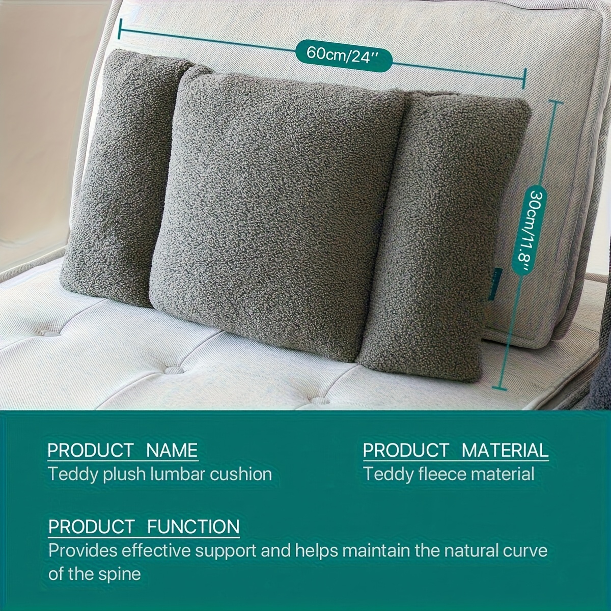 1pc fleece lumbar support pillow 3 section back cushion for office chair comfortable lumbar support pad for car seat and sofa gaming chair lumbar cushion with washable cover Product details 2