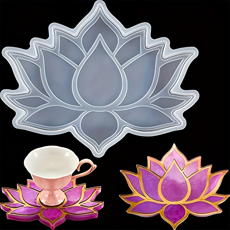 

4pcs Lotus Flower Coaster Silicone Resin Mold Craft Diy Candle Mould Crystal Epoxy Resin Casting Molds