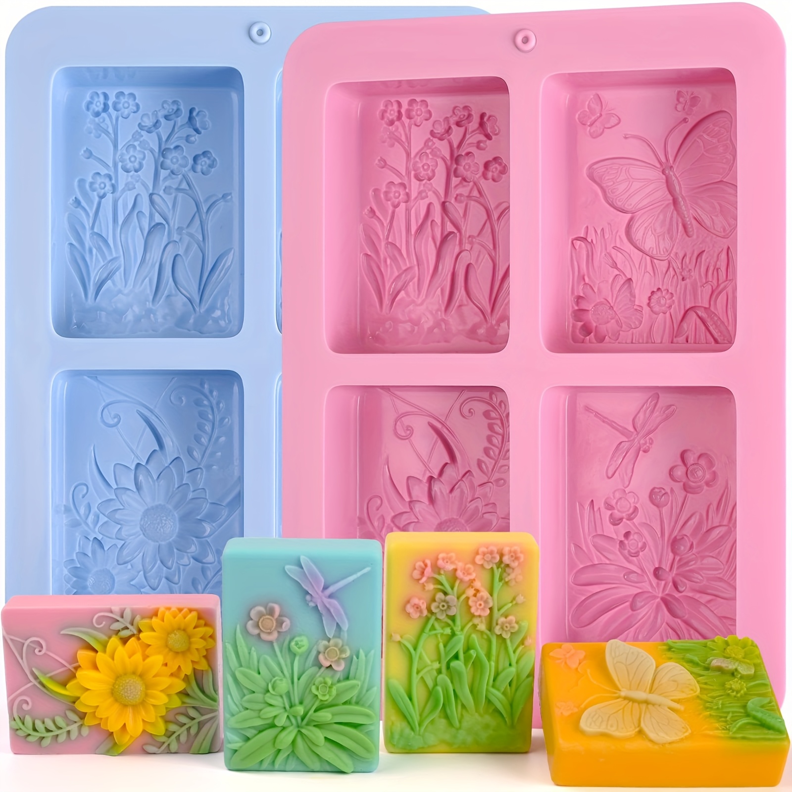 

2pcs Silicone Soap Molds Set, 4- Rectangle Mold For 3oz Soap, , Shower Gels, Lotion Bars - & Crafting Molds