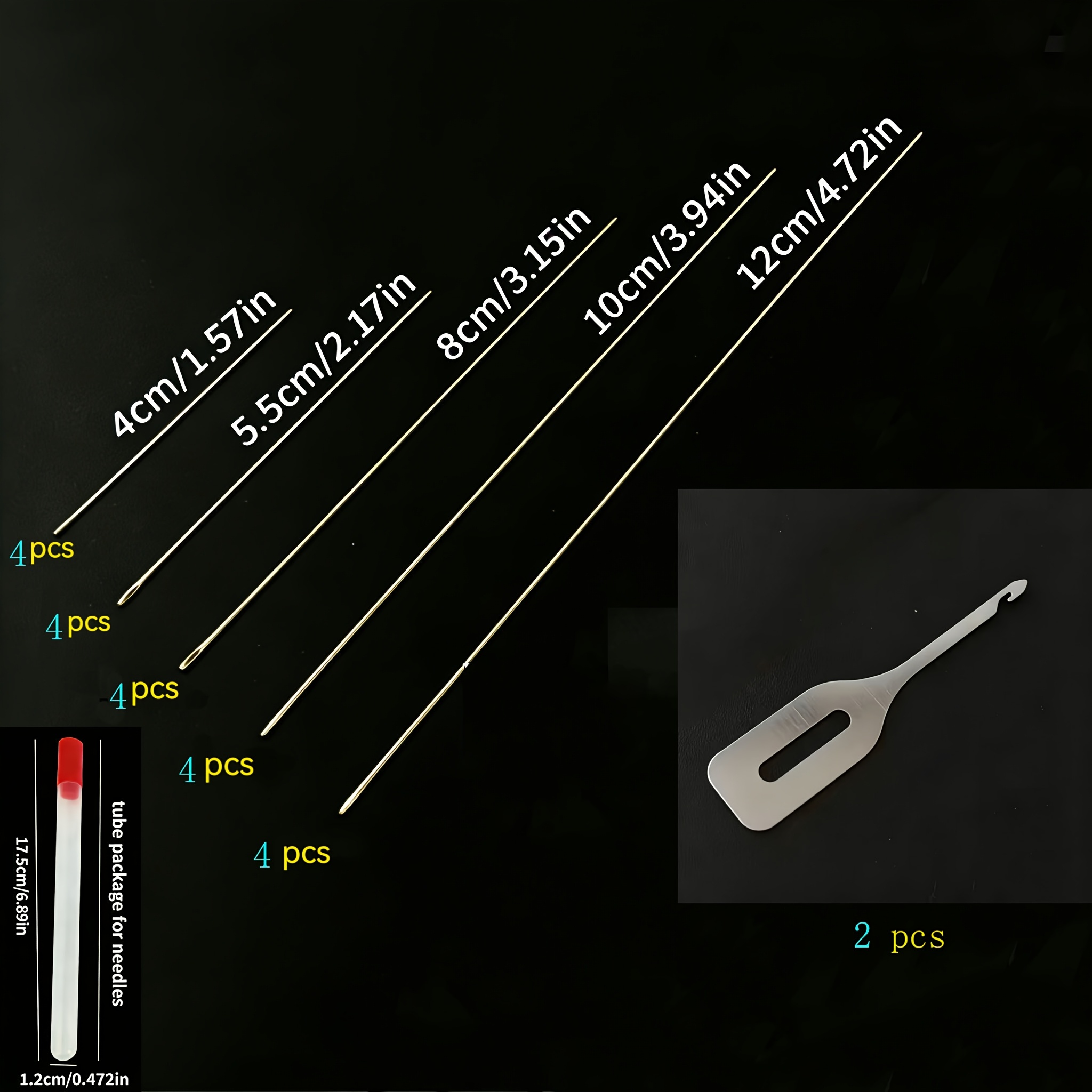 TEMU Aghi da piercing ultra- e morbidi, ago per perline, ago da cucito , ago per perline pieghevole, ago per perline a , ago per collane e