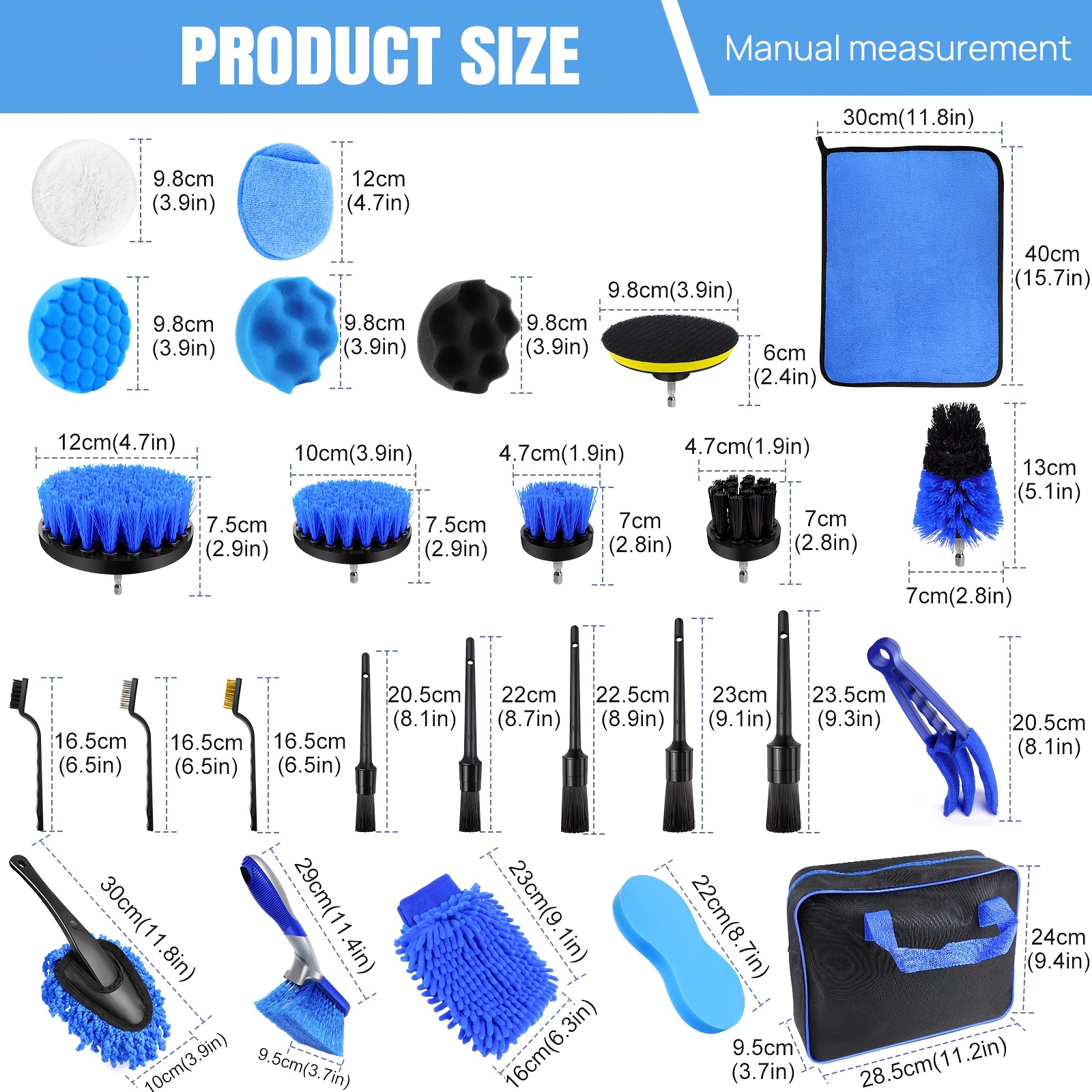 29pcs Car Cleaning Kit with Multi-Purpose Drill Brush Set