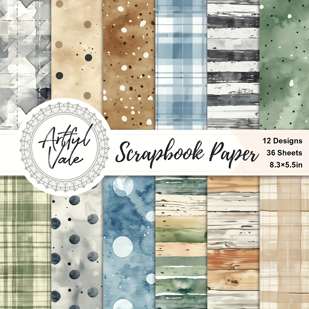 Image of 36 Sheets A5 Paper, Watercolor Paper Pack Neutral Boho Seamless Pattern Polka Dot, Gifts, Trees And Holiday , 12 Elegant Designs For Festive Journaling, Crafts, Gift Wrapping