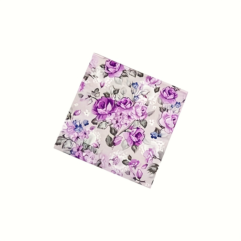 TEMU 20pcs 2-ply Paper Napkins | Light Purple Background With Elegant Purple Floral Patterns, Exquisitely Printed, Suitable For Events Including Friend , Weddings, Birthday Parties