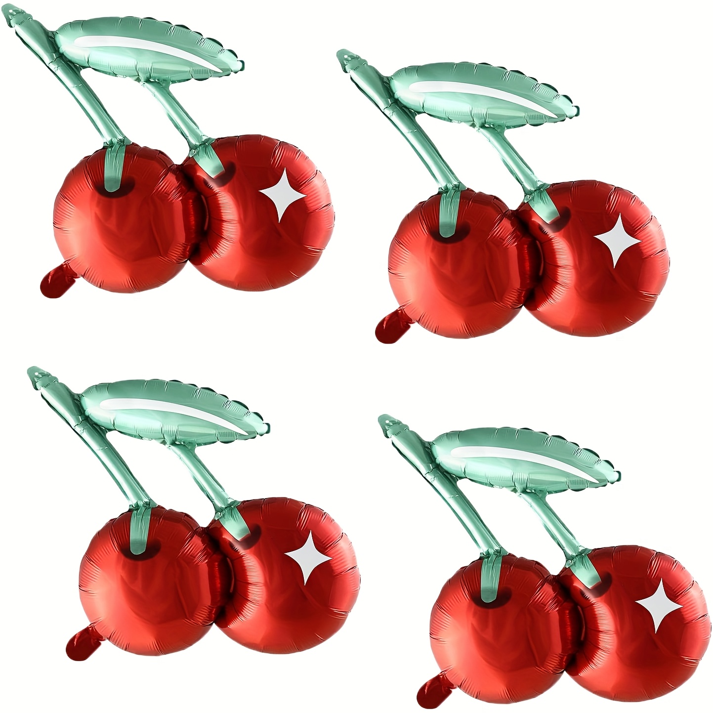 

Cute 20-inch Cherry Foil Balloons, 4 Polyester Balloons, Decorating A Cherry-themed Summer Birthday Party.