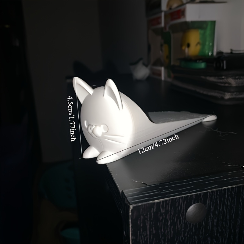 TEMU 1pc Cute Cat-shaped Doorstop, Heavy-duty Anti-slip Wedge Floor Protector, Durable Plastic Doorstop, Suitable For Home Decor, Anti-collision