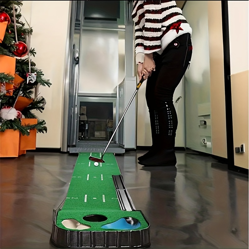 Golf Putting Mat with 3 Balls and Auto-Return Track