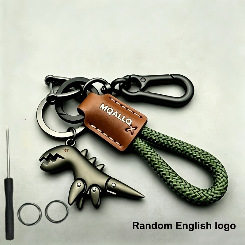 TEMU 1pc Creative Dinosaur Keychain For Women Men, Braided Rope Pendant Key Ring Car Keys Additions, Cord School Bag Purse Charm Couple Gift (random