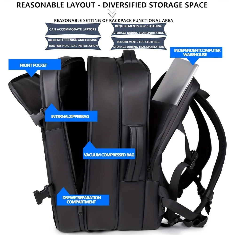 travel vacuum backpack mens premium multifunctional laptop bag vacuum compression expandable business shoulder bag details 5