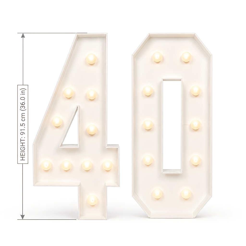 TEMU 3ft Marquee Light Up Numbers, White Enormous Mosaic Number For 40th Birthday Party Decorations Backdrop 40th Anniversary Decor, Pre-cut Frame