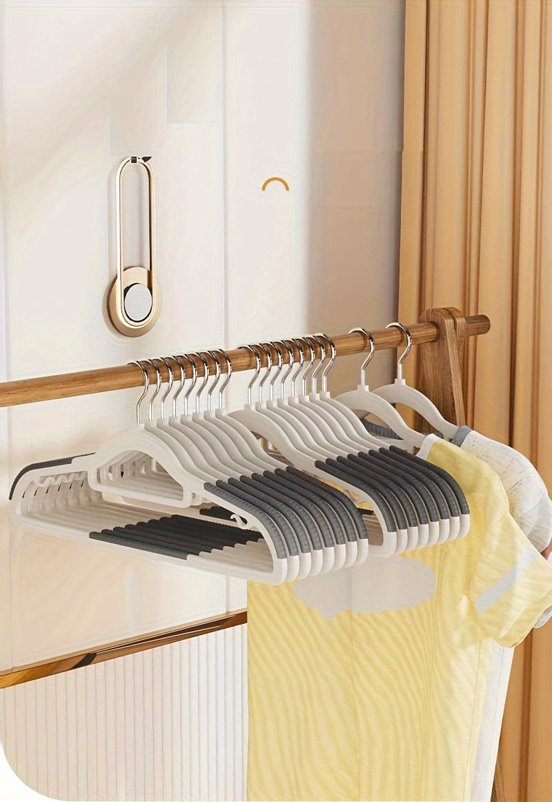 20pcs white plastic non slip clothes hangers with wide shoulders   space saving design for   closet organization ideal for home use details 1