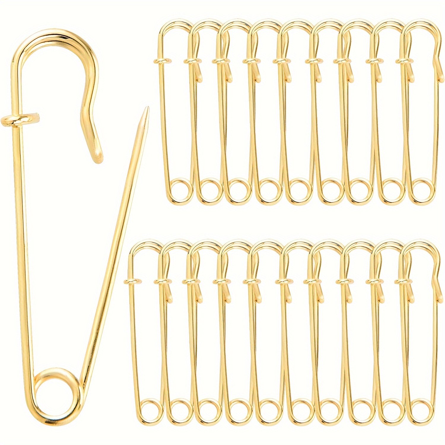 

20pcs Large Safety Pins, Heavy-duty Golden Metal Fasteners For Clothing, Blankets, Leather Crafts, Canvas, Shawls, Skirts, Safety Pins For Clothes