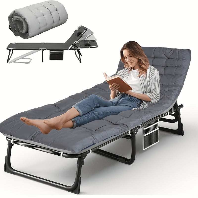 TEMU Ensemble de camping portable d'extérieur NICEWAY, lit pliant pour adulte avec matelas confortable. Réglable sur 4 , de poids 330/450 lbs, répond