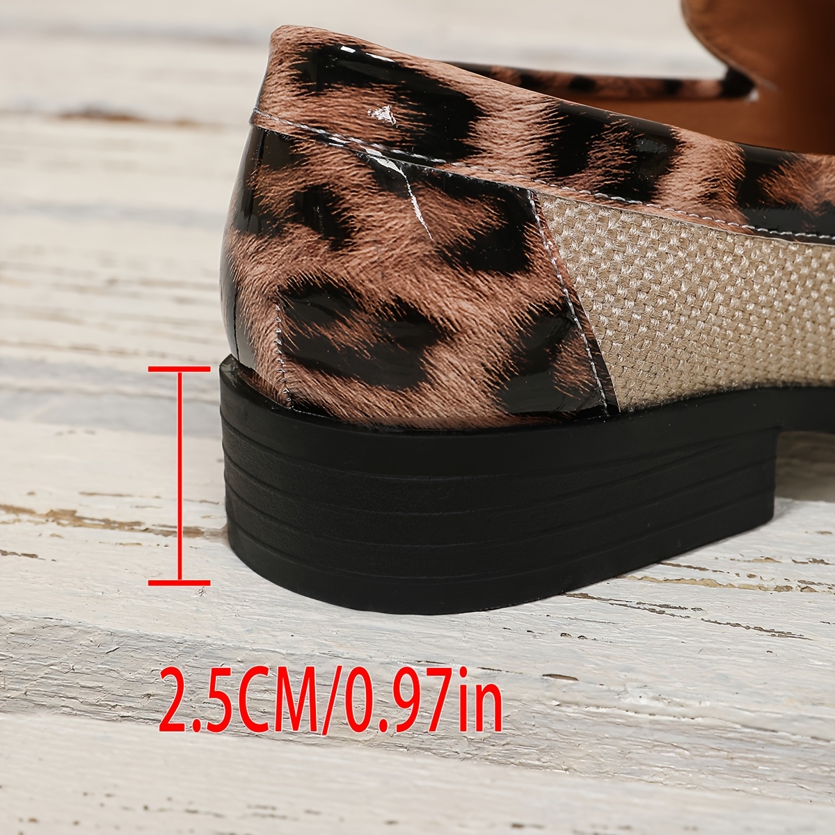 British Style Fashionable Versatile Women's Shoes, Leopard Print Contrast  Color Simple Slip-on Loafers
