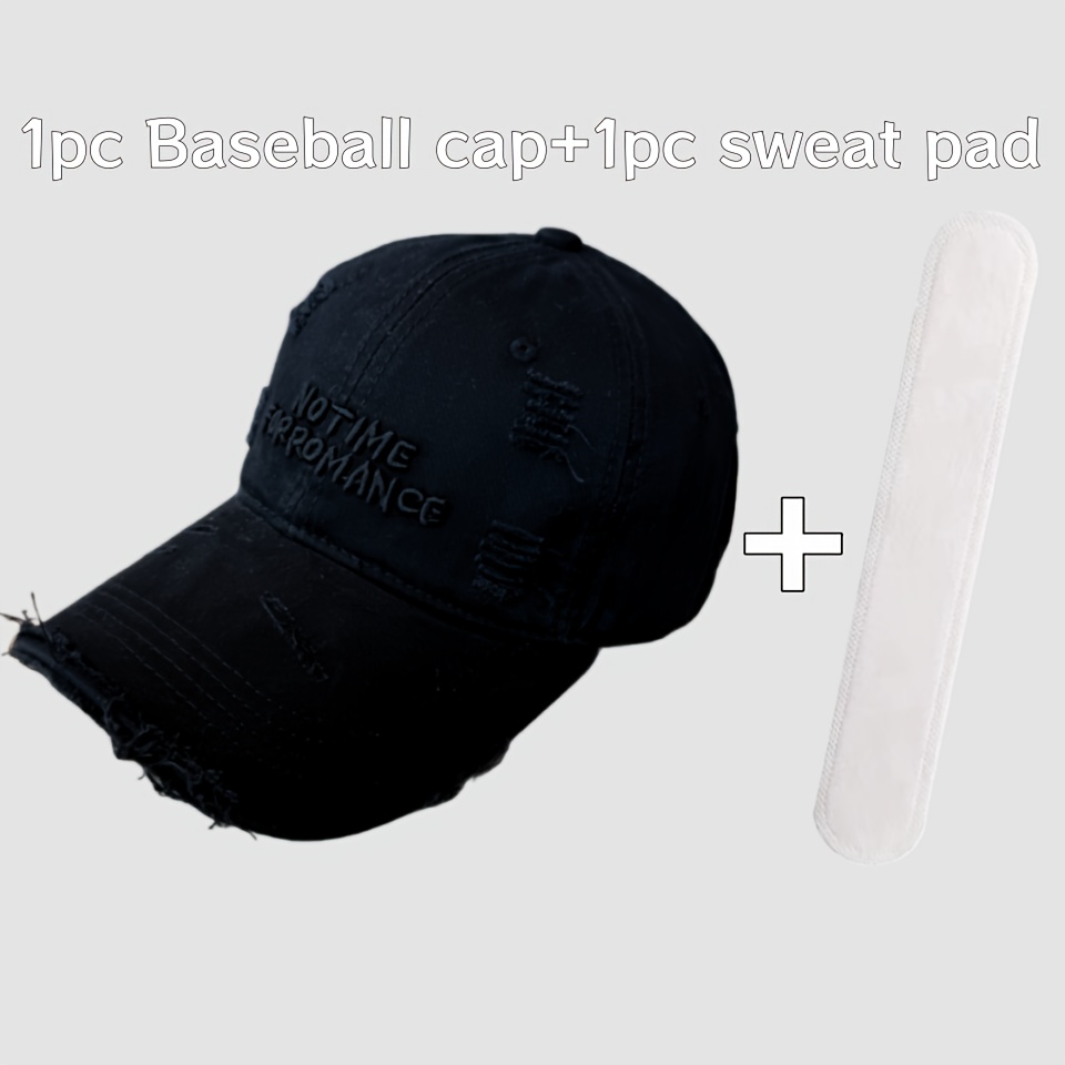 2pcs Distressed Baseball Cap With Sweat-absorbent Patch, Unisex Letter-embroidered Washed Peaked Cap, Face- Wide-brim Baseball Cap