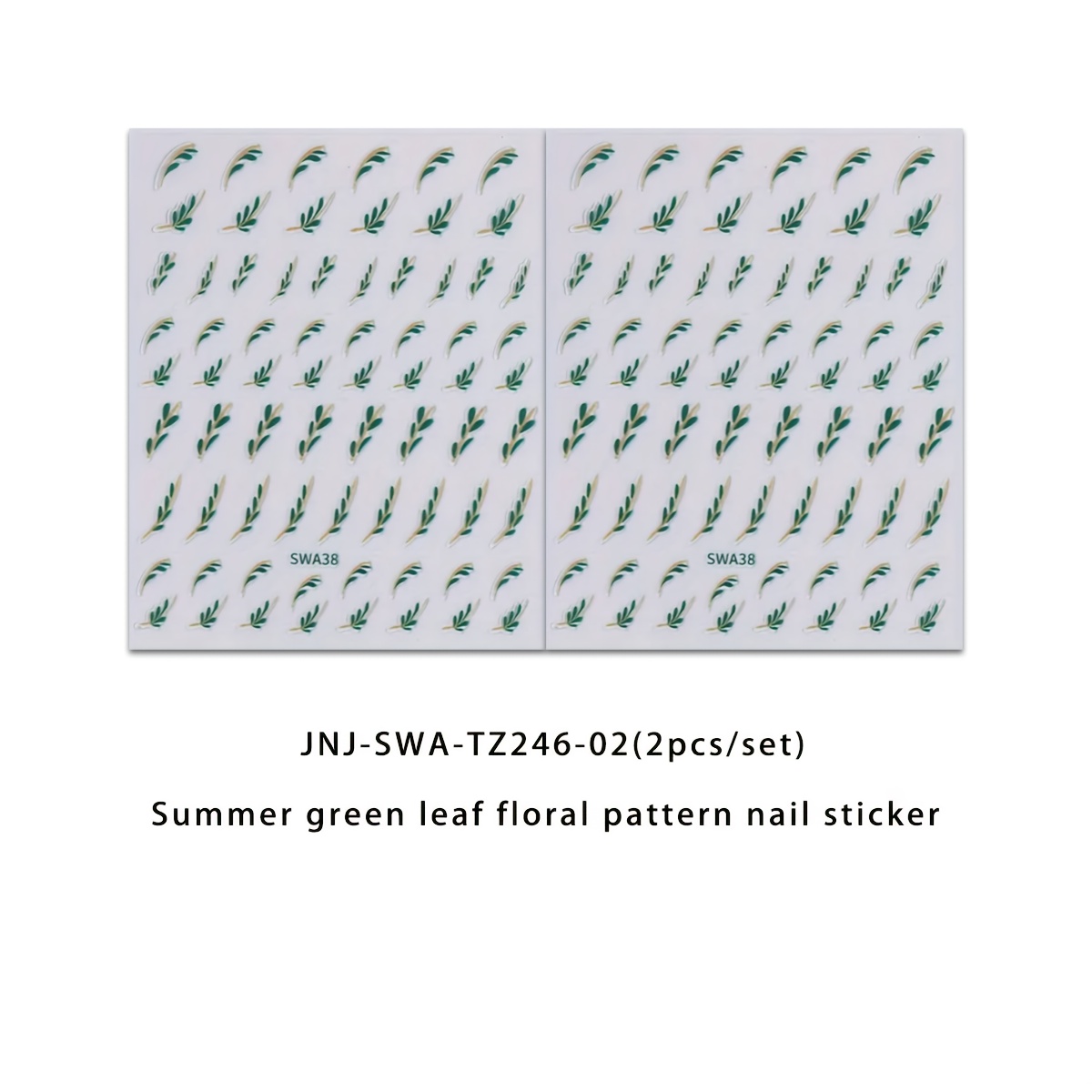 Leaf Floral Pattern Nail Sticker, 2pcs, Self-adhesive Nail Decoration Tool, Nail Accessory Decoration