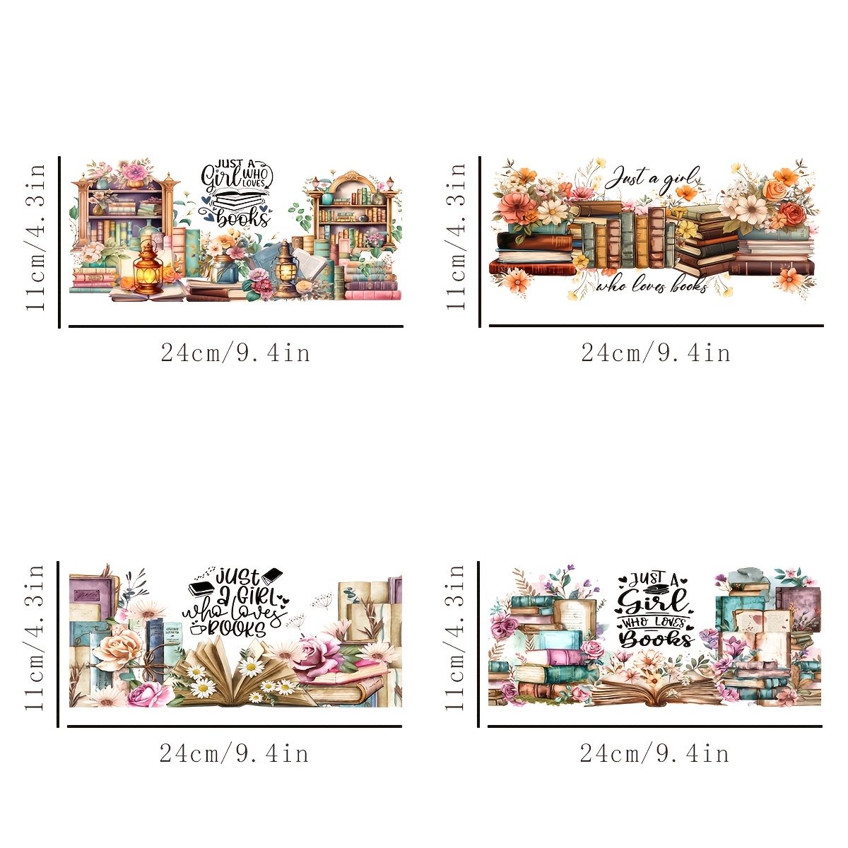 TEMU Set Of Book Pattern Uv Dtf Cup Transfer Paper For 16 Oz Glass Jar Packaging, 3d Crystal Tag Water Resistant And Scratch Resistant, Crafts - Used