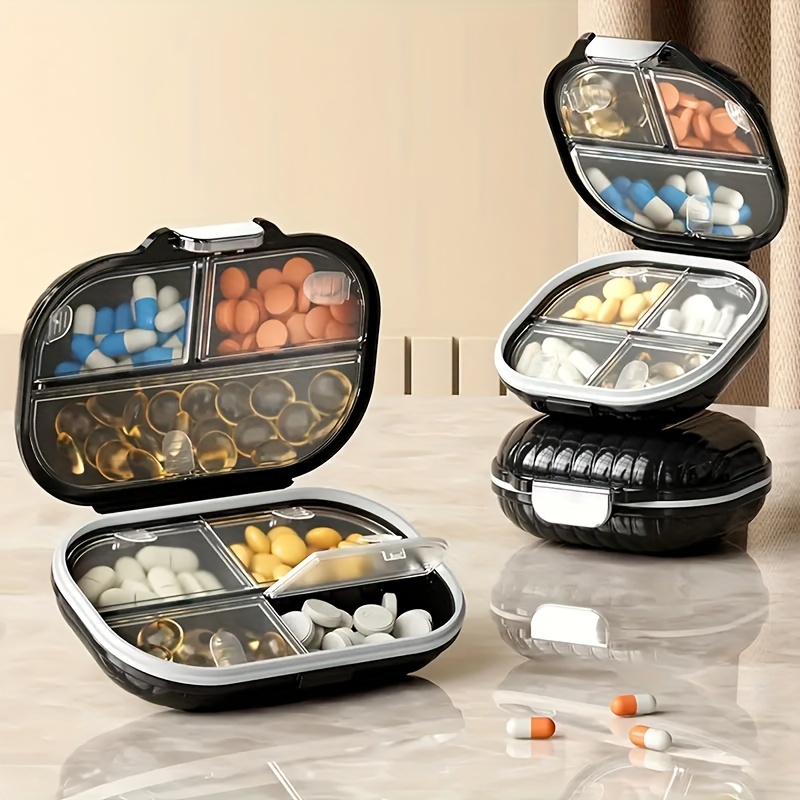 

1pc, 7-day Portable Pill Organizer Box, 7-compartment With Closure, Travel-friendly Sealed Pill Storage Case, Design