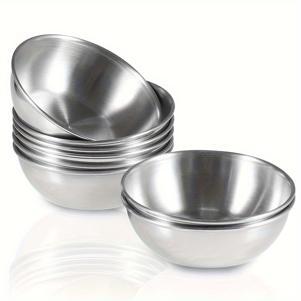 

8pcs 3.2inch Stainless Steel Sauce Dishes, Mini Individual Saucers Bowl Round Seasoning Dishes, Sushi Dipping Bowl Appetizer Plates, Slivery