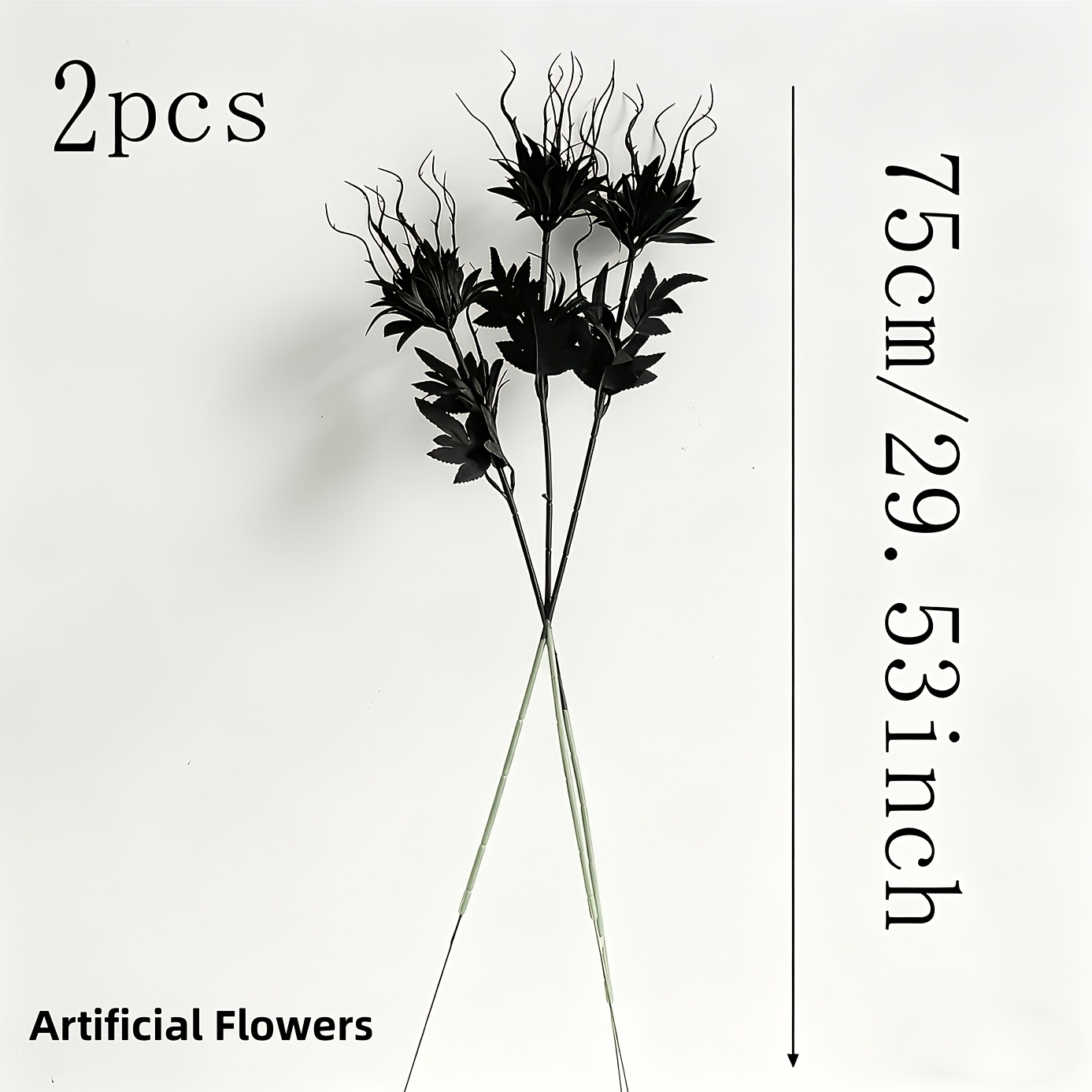 TEMU 2pcs Black Artificial Texture Stems - Realistic Faux Flowers, Suitable For Home, Wedding, Hotel Decor - Maintenance-free Gothic Bouquets,