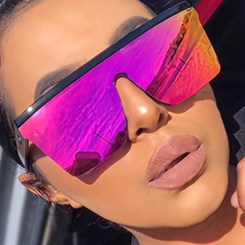 1pc purple oversized frame womens fashion glasses decorative eyewear suitable for daily wear unisex