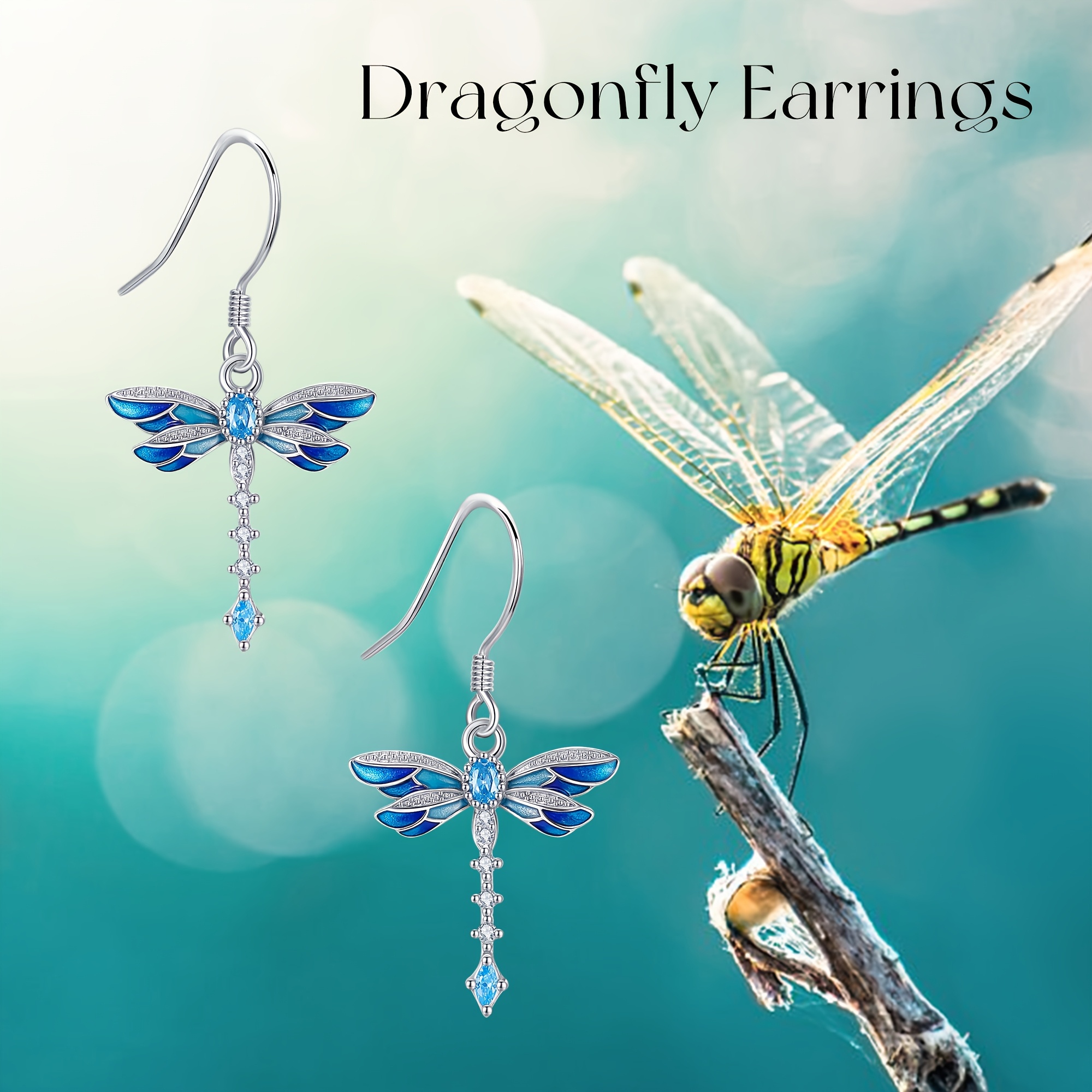 Women's S925 Sterling Silver Dragonfly Leverback Earrings, Gift for Moms