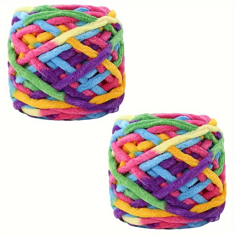 

2 Rolls Hdhuiun Mixed Color Thick Polyester Yarn, Beautiful And Soft, For Crochet, Knitting, Making Hats, Blankets, Bags, Scarves, Dog Pads And Other Handicrafts