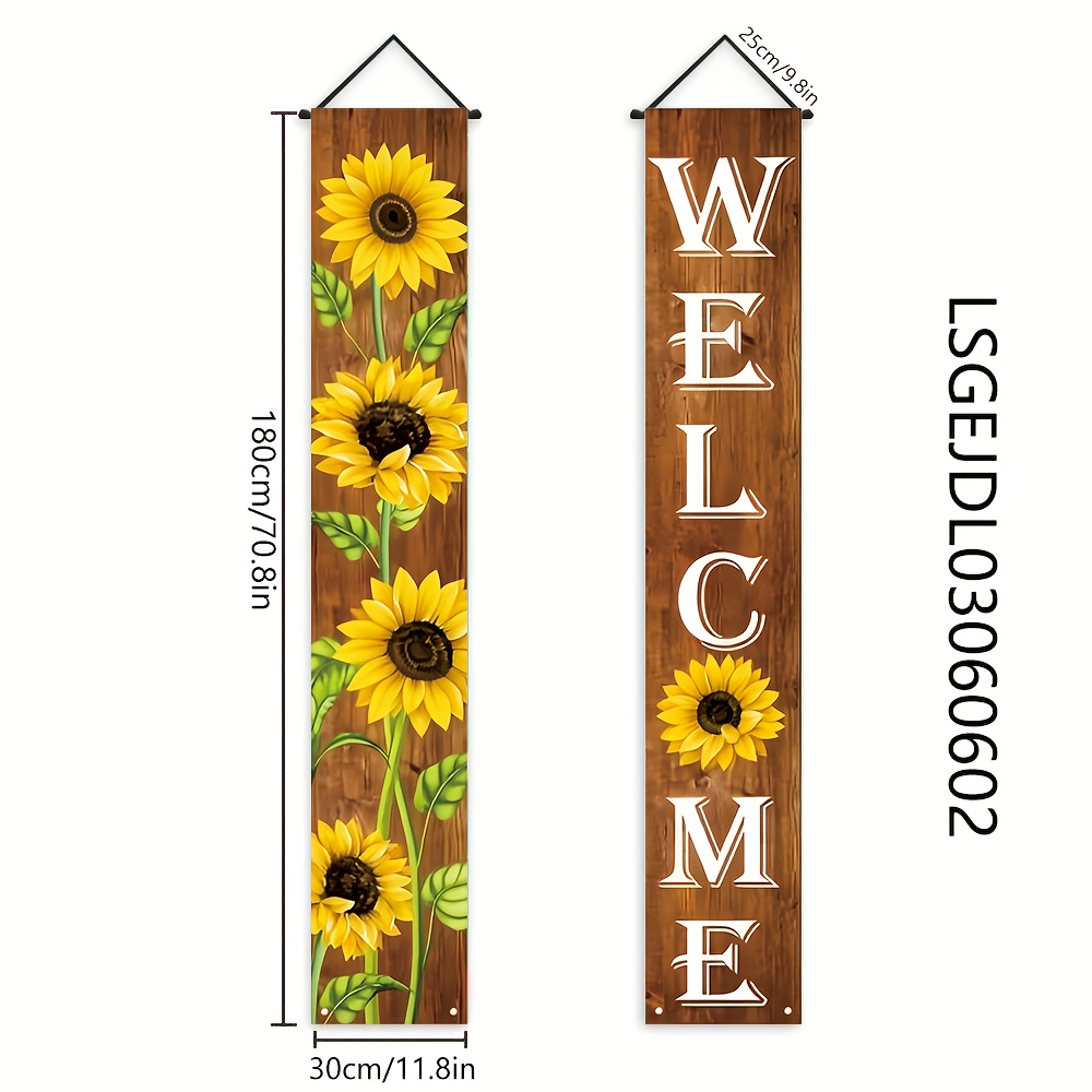 E-shop 2D Flat, 2D Flat - 2D Flat, 2D Flat - Ein 2D Sonnenblumen-Design 'Willkommen' Banner, mit einer Größe von 180 cm/30 cm oder 70,8 Zoll/11,8 Zoll,