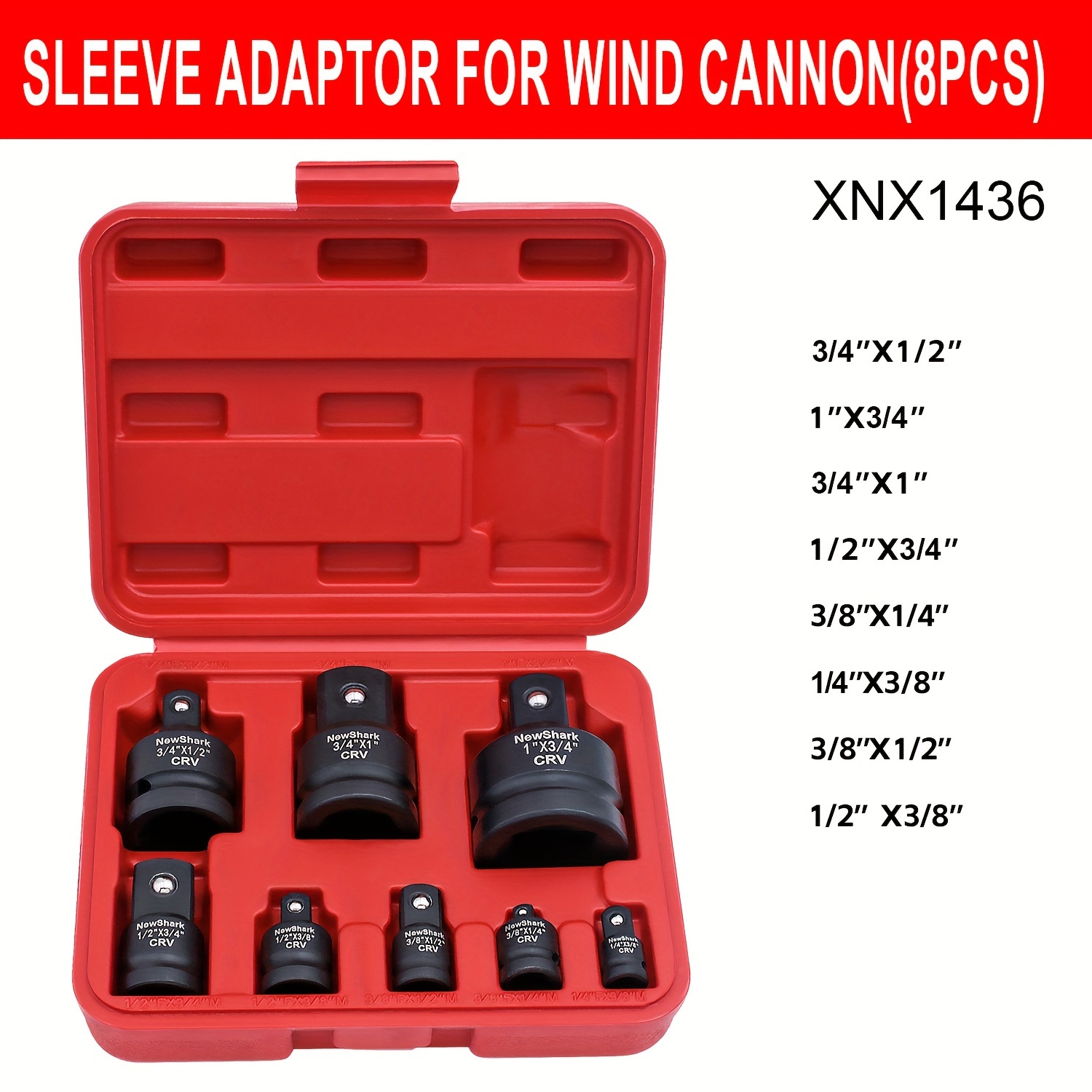 TEMU 8pcs Impact Socket Adapter And Reducer Set, 1/4, 3/8, 1/2" Sae Socket Adapter, Impact Driver & Wrench Conversion Kit Socket Reducer Set, Steel,