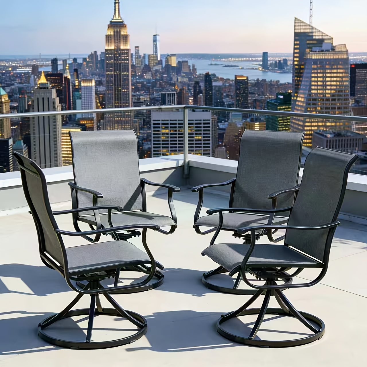 Patio Swivel Chair Set Of 2/4/6 Outdoor Dining Chairs W/High Back And Breathable Textilene, 350 LBS Capacity, All Weather Patio Rocking Chairs for Garden Backyard Deck